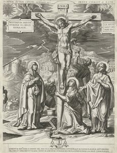 Kristuksen ristiinnaulitseminen, keskiosa tekijältä Pieter de Jode (I)