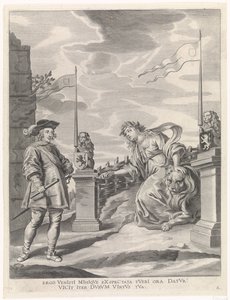 Ferdinand saa kaupungin avaimet Gentin kaupungin neitsyeltä Cardinal-Infantin iloinen tulo Gentiin, 1635 (sarjan nimi) tekijältä Pieter de Jode (II)