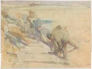 Työntekijät rikkovat kiskoja tekijältä Pieter de Josselin