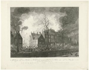 Tuli Pottery Alleylla Rotterdamissa, 1779 Kuva, van den Brand, tapahtui Rotterdamissa 11. päivänä. Maaliskuu 1779. Van den Maas Silkki esillä (nimi esineessä)