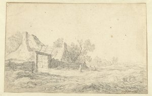 Dyynimaisema kolmella hahmolla maatilan edessä tekijältä Pieter de Neyn