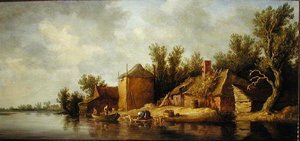 Jokimaisema (öljyä aluksella) tekijältä Pieter de Neyn