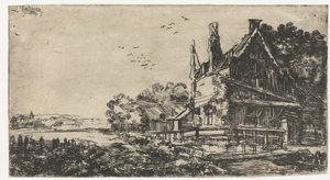 Talo, jossa on kolme savupiippua tekijältä Pieter de With (attributed to)