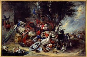Eläimet ja välineet kertoivat myös Jaakobin lähtöstä Pieter Boelin (1622-1674) Mesopotamia-maalaukseen.