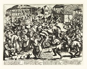 Tyhmien festivaali, keskiaika.1906 (litografia) tekijältä Pieter the Elder (after) Bruegel