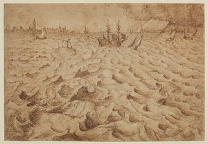 Myrsky Schelde-joella ja näkymät Antwerpeniin, 1562 - 1563 tekijältä Pieter Bruegel the Elder