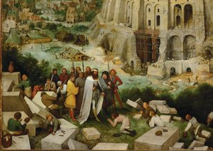 Baabelin torni (maalaus tammipuulle)