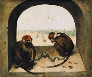 Kaksi ketjutettua apinaa tekijältä Pieter Bruegel the Elder