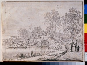 "Toukokuu: maisema sillalla" (Bridge over a Channel (Month May)) tekijältä Pieter the Elder Molyn