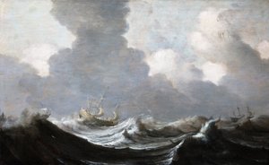 Neljä alusta juoksemassa ennen kaatoa, 1630 tekijältä Pieter the Elder Mulier