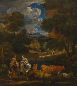 Pastoraalinen maisema matkustajien kanssa, n. 1657-1701 (öljy kankaalle)