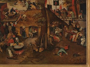 Kyläfestivaali, jossa on teatteriesitys ja kulkue Pyhän Hubertin ja Pyhän Anthonyn kunniaksi tekijältä Pieter Brueghel the Younger