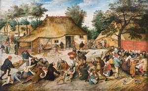 Talonpojan häät - Pieter Brueghel nuoremman (1564-1638) maalaus - Öljy puulle - 43x68 - Hallwylska Museet, Tukholma