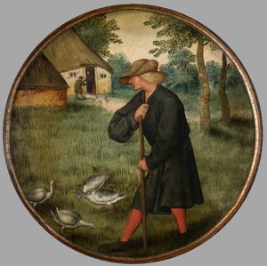Quem sabe por que os gansos andam descalços?, c.1594 (óleo sobre painel) finlandês tekijältä Pieter the Younger Brueghel