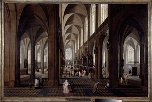 Antwerpenin katedraalin sisäkuva Pieter Neefs Jeunen maalauksesta (1620-1675) tekijältä Pieter the Younger Neefs