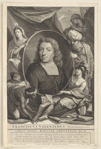 François Valentijnin muotokuva Franciscus Valentinus (otsikko esineessä) tekijältä Pieter van Gunst