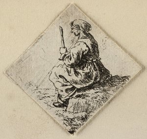 Istuva nainen tekijältä Pieter van Laer