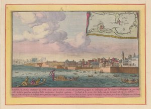 Näkymä Cadizista Cadix, sijaitsee Andalusiassa, Guadalquivir-joella, puolisaarella (...) (otsikko esineessä) Theatrum Hispaniae (...) (sarjan nimi) tekijältä Pieter van den Berge