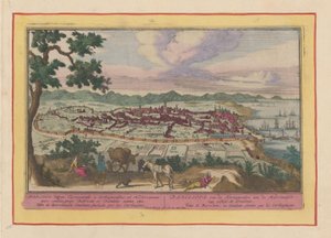 Näkymä Barcelonan kaupunkiin Barcelona, ​​jonka Kartaginenserit perustivat Välimerellä, Kataloniassa (...) (otsikko esineessä) Theatrum Hispaniae (...) (sarjan nimi) tekijältä Pieter van den Berge