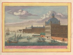 Näkymä Lissabonin kuninkaalliseen palatsiin Portugalin kuninkaan don Pedron palatsit Lissabonissa, Tajo siedellä (otsikko esineessä) Theatrum Hispaniae (...) (sarjan nimi) tekijältä Pieter van den Berge