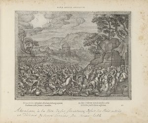 Abraham bevrijdt Lot Hyvän mielen apu (otsikko esineessä) Pyhät tunnukset ja molempien testamenttien tärkeimmät historiat (Oude Testament) (sarjan nimi) Kirjojen kuvia ja hahmoja (sarjan nimi) tekijältä Pieter van der Borcht (I)