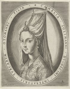 Suleyman I Suuren tyttären Amalian muotokuva Hallittajien muotokuvia (sarjan nimi) tekijältä Pieter van der Heyden