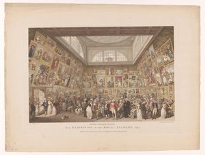 Tentoonstelling de Royal Academyssa Lontoossa vuonna 1787 The Exhibition of the Royal Academy, 1787 (otsikko esineessä)