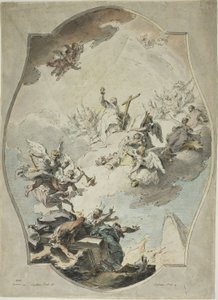 Usko voittaa harhaopin (recto); Tracing after Faith Overcoming Harhaoppi (käänteinen)