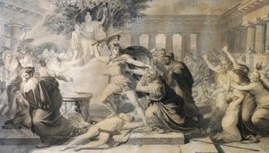 Pietro Benvenutin (1769-1844) Priamuksen kuolema, vedos vuoden 1811 maalauksesta