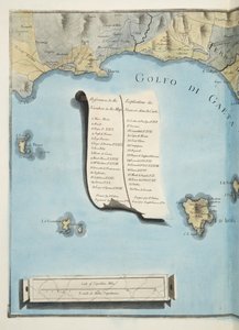 Gaetanlahden kartta julkaisusta "Campi Phlegraei: Havaintoja kahden Sisilian tulivuorista", Sir William Hamilton (1730-1803), julkaistu 1776 (käsinvärinen kaiverrus) tekijältä Pietro Fabris