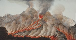 Levy X Campi Phlegraeilta: William Hamiltonin havaintoja kahden Sisilian tulivuorista, 1776 (wc paperilla) tekijältä Pietro Fabris