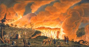 Näkymä Hamiltonista saattamassa sisilialaisia majesteettiaan 11. toukokuuta 1771 tarkkailemaan laavavirtausta, 1 tekijältä Pietro Fabris