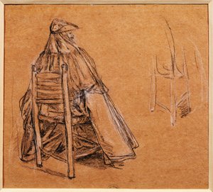 Italia, Venetsia, Naamioitu herrasmies (Gentiluomo con bautta), Pietro Longhi (1702-1785), piirustus tekijältä Pietro Longhi