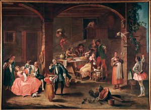 La merenda Campagnassa (Välipala maaseudulla) Pietro Longhin (1702-1785) maalaus noin 1750 Mitat 96x131 cm Venetsia, Ca 