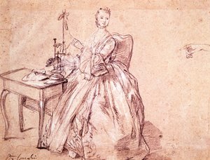 Lady kehruulankaa, Pietro Longhi (1701-1785), piirustus tekijältä Pietro Longhi