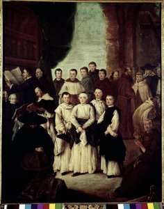 Venetsian veljeskunta (La frateria di Venezia) - Pietro Longhin (1702-1785) maalaus, öljy kankaalle, 61x49 cm tekijältä Pietro Longhi
