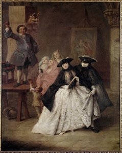 Sarlataani (Il ciarlatano) - Pietro Longhin (1702-1785) maalaus, öljy kankaalle, 62x50 cm