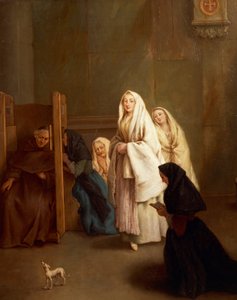 Seitsemän sakramenttia: tunnustus, Pietro Longhi (1701-1785), öljy kankaalle, 61x50 cm, ennen 1755-57, tekijältä Pietro Longhi