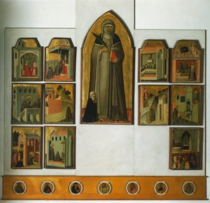 Pietro Lorenzettin (noin 1280-1348) Siunatun nöyryyden alttaritaulu, tempera ja kulta paneelissa tekijältä Pietro Lorenzetti