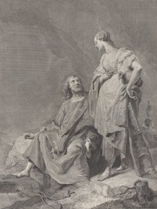 Kristus ja Samarialainen nainen kaivolla, sarjasta 112 pyhän vedosta..., 1743-63 tekijältä Pietro Monaco
