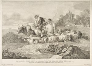 Yksi Nooan pojista, joka lähtee asuttamaan osaa maapallosta Uno de figli di Noè c..., 1743-63.