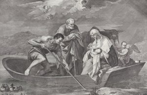 Lento Egyptiin, Pyhän perheen kanssa veneessä, 1730-50.
