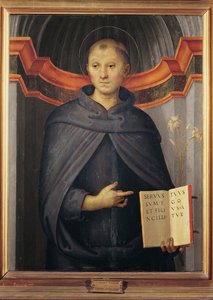 Nicolas de Tolentino (1245-1305) - Pyhä Nikolaus Tolentinolainen par Perugino (noin 1450-1523). Öljy kankaalle, koko: 79x62, Palazzo Barberini, Rooma tekijältä Pietro Perugino