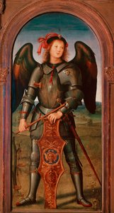 Polyptic of the Chartreuse of Pavia: "" Arkkienkeli Mikael"" Pietro Vannucci dit il Peruginon maalaus (Perugin tekijältä Pietro Perugino