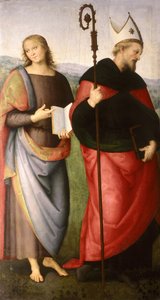 Pyhä Johannes Evankelista ja Pyhä Augustinus Hippo, n. 1502-21 tekijältä Pietro Perugino