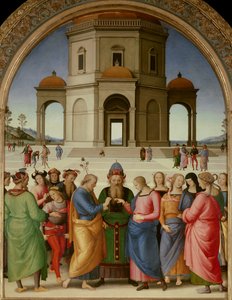 Pietro Vannucci dit Il Peruginon (Perugin) maalaus Neitsyen häät (1450-1523) 1504 su. 2,36x1,86 m - Caen, Kuvataidemuseo - Neitsyen häät - Pietro Vannuccin maalaus, nimeltään Il Perugino (1450-1523), öljy puulle (234 x 18)
