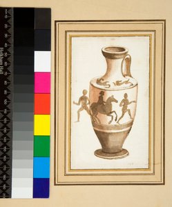 Oinochoe (musta liitu, joissakin kynällä ja ruskealla musteella. värjätty vesivärillä) tekijältä Pietro Santi Bartoli
