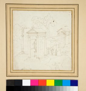 Maisemamaalaus arkkitehtuurilla (kynä ja muste) tekijältä Pietro Santi Bartoli