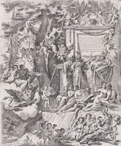 Allegoria kardinaali Franciottin saapumisen Luccan piispaksi 1680-1700 kunniaksi. tekijältä Pietro Testa