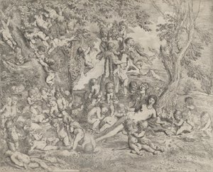 Venuksen puutarha, joka lepää keskellä Pan herman edessä ja ympäröi..., n. 1631-37.